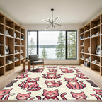 Cute Pink Tabby Cat Cartoon Repeat Rug
