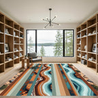 Abstract Agate Earthy Tone Striped Rug