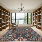 Ornate Pink Gray Accented Vintage Rug
