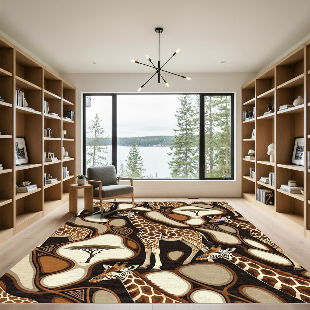 Safari Giraffe Savanna Abstract Rug