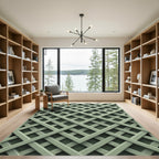 Sage Green Interlocking Geometric Lattice Rug