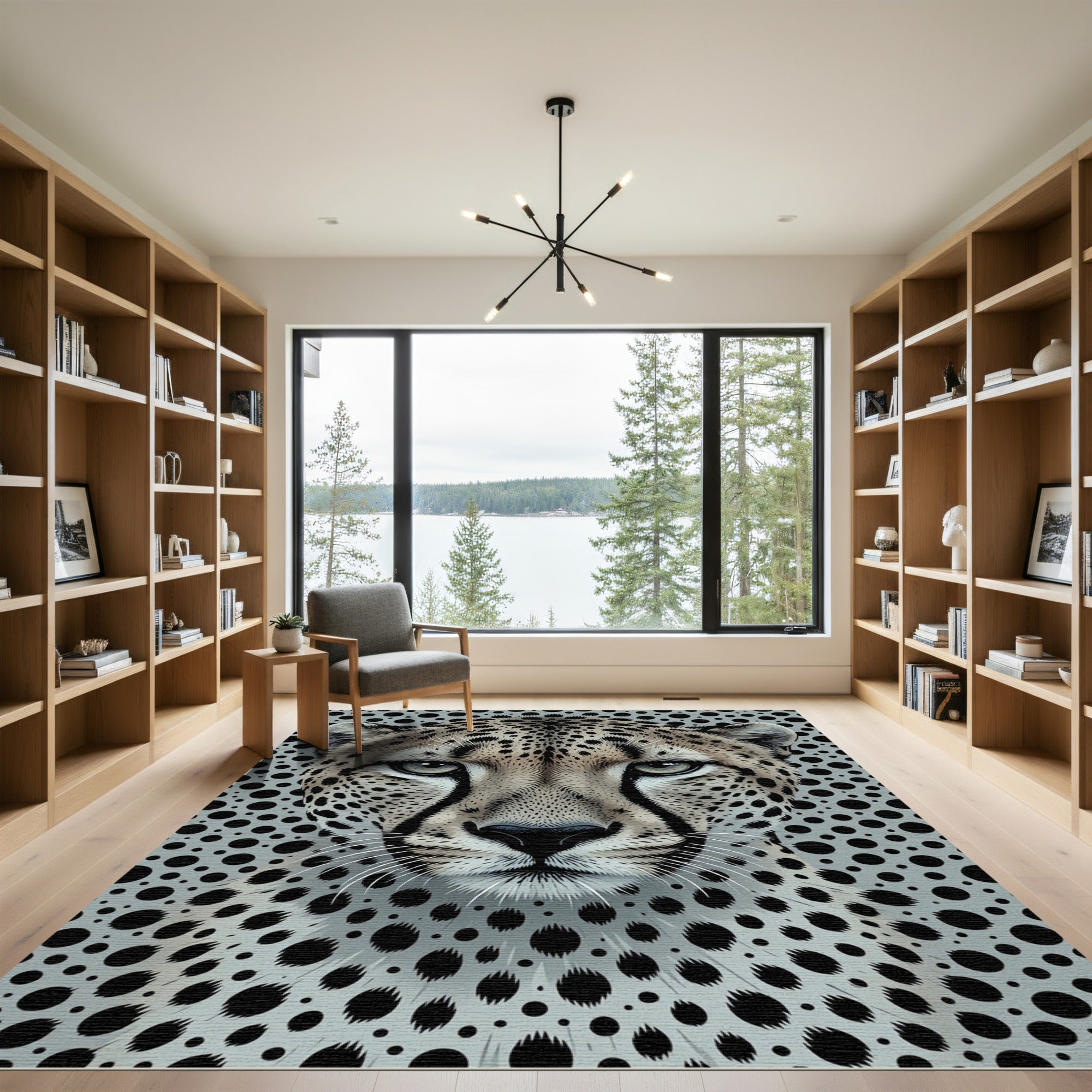 Bold Cheetah Black Dot Portrait Rug