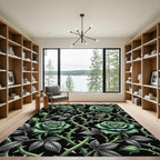 Gothic Emerald Rose Vine Tapestry Rug