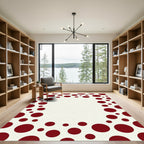 Minimalist Crimson Polka Dot Border Rug