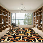 Enchanted Orange Mushroom Forest Floor Rug