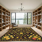 Golden Floral Lattice Trellis Art Rug