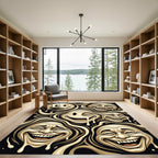 Surreal Liquid Gold Melted Face Art Rug