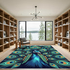 Vibrant Teal Peacock Feather Radiance Rug