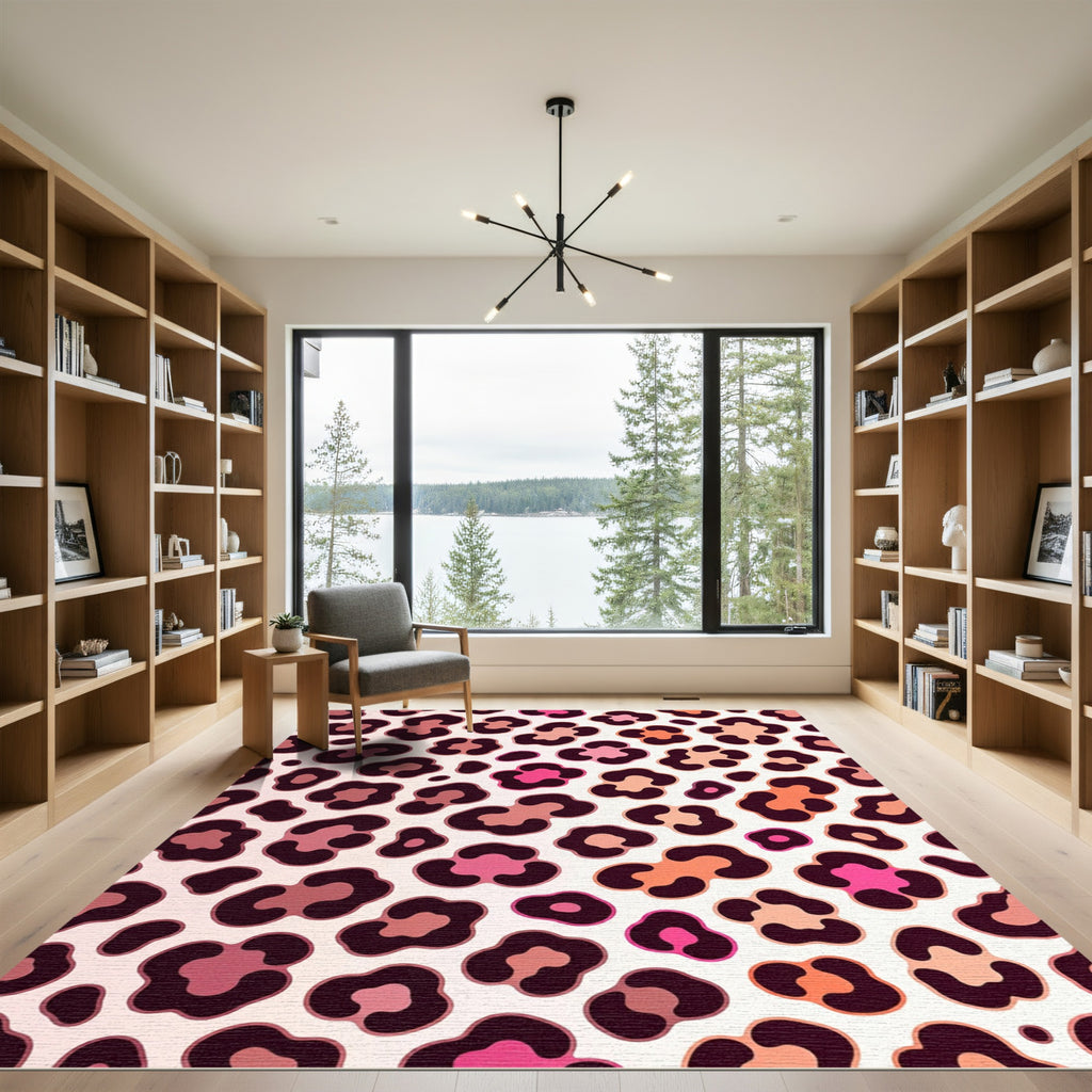 Playful Pink and Peach Leopard Spot Rug