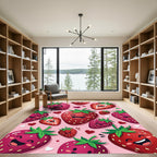 Happy Strawberry Delight Pattern Rug