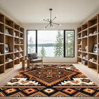 Terra Cotta Geometric Aztec Diamond Rug