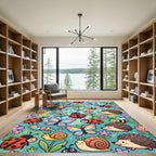 Whimsical Colorful Garden Creature Meadow Rug