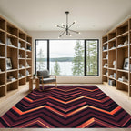 Deep Crimson Chevron Gradient Zigzag Rug