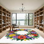 Vibrant Floral Wreath Garden Rug