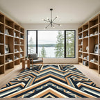 Geometric Peaks Brown Gray and Cream Rug