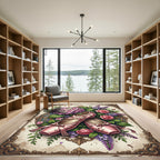 Vintage Pink Ballet Slipper Floral Bouquet Rug