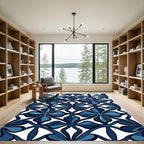 Elegant Navy Sapphire Clover Tile Rug
