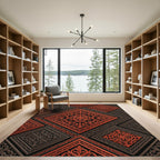 Terracotta Orange Scrollwork Diamond Tile Rug