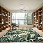 Sage Green Whimsical Wildflower Meadow Rug