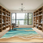 Coastal Blue Wave Rippling Sands Rug