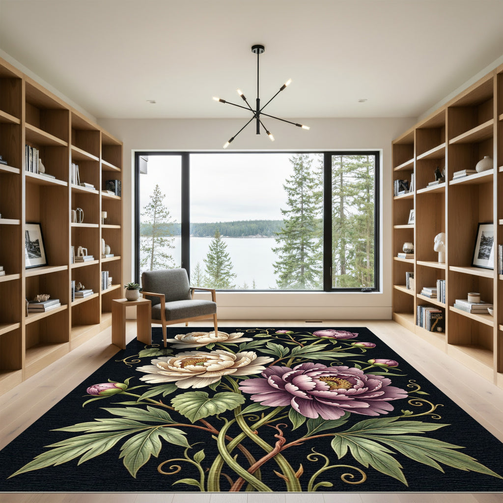 Cream and Pink Peony Garden Bloom Rug