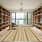 Sophisticated Golden Brown Vertical Stripes Rug