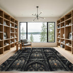 Gothic Charcoal Cathedral Arched Stone Facade Rug