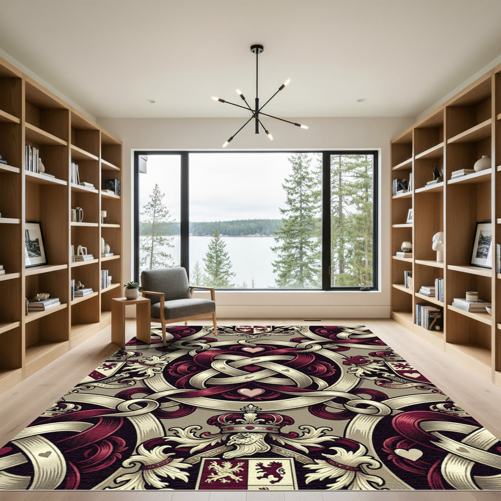Majestic Crimson Heart Knot Court Rug