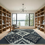 Monochromatic Compass Ikat Diamond Rug