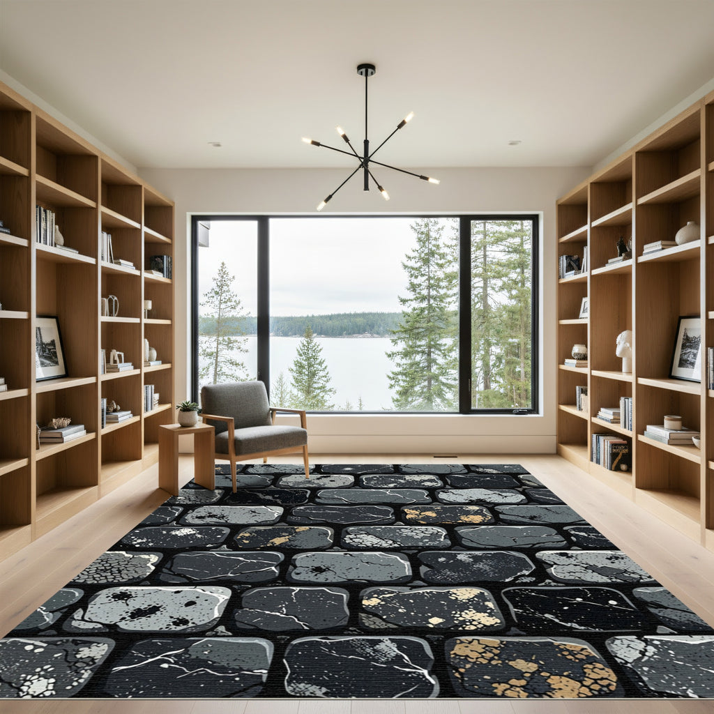 Cracked Stone Brick Texture Rug