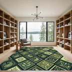 Emerald Rhombus Paisley Floral Rug