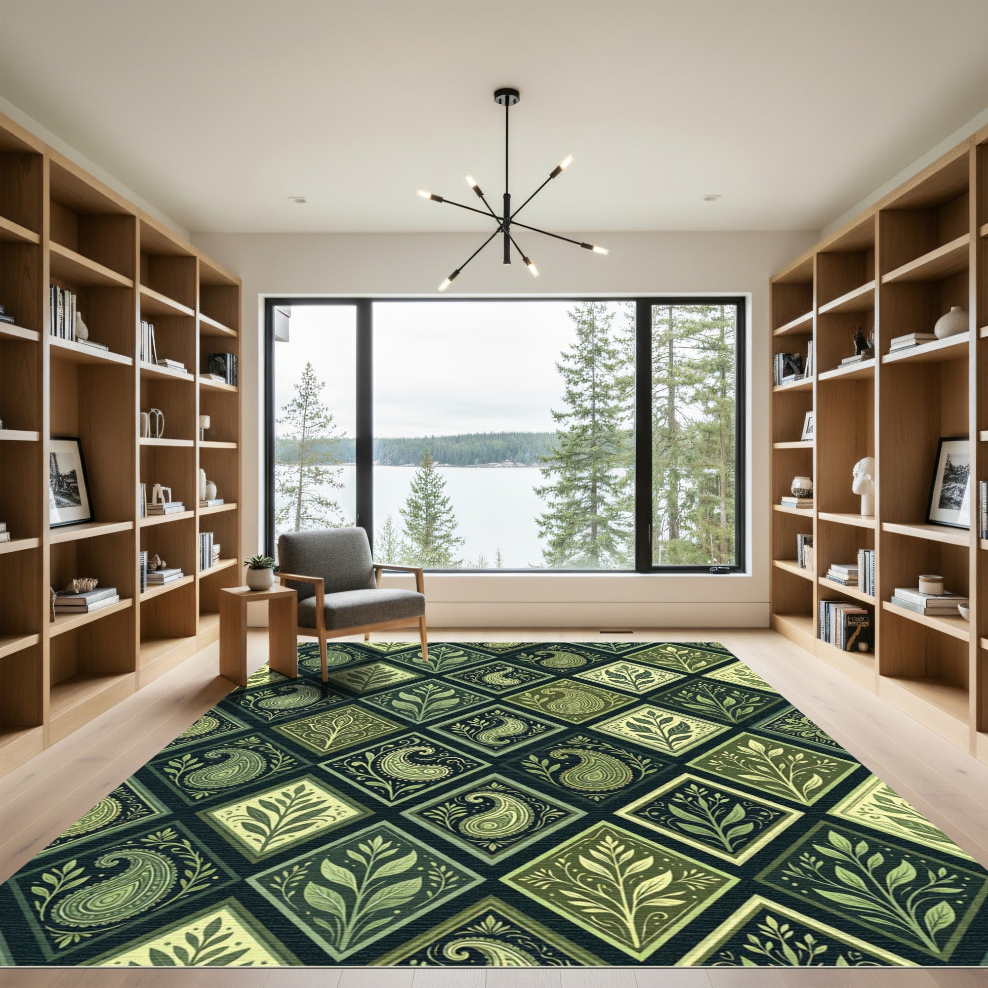 Emerald Rhombus Paisley Floral Rug