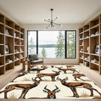 Earthy Brown Gazelle Wildlife Illustration Rug