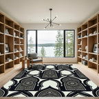 Monochrome Geometric Star Arched Lattice Rug