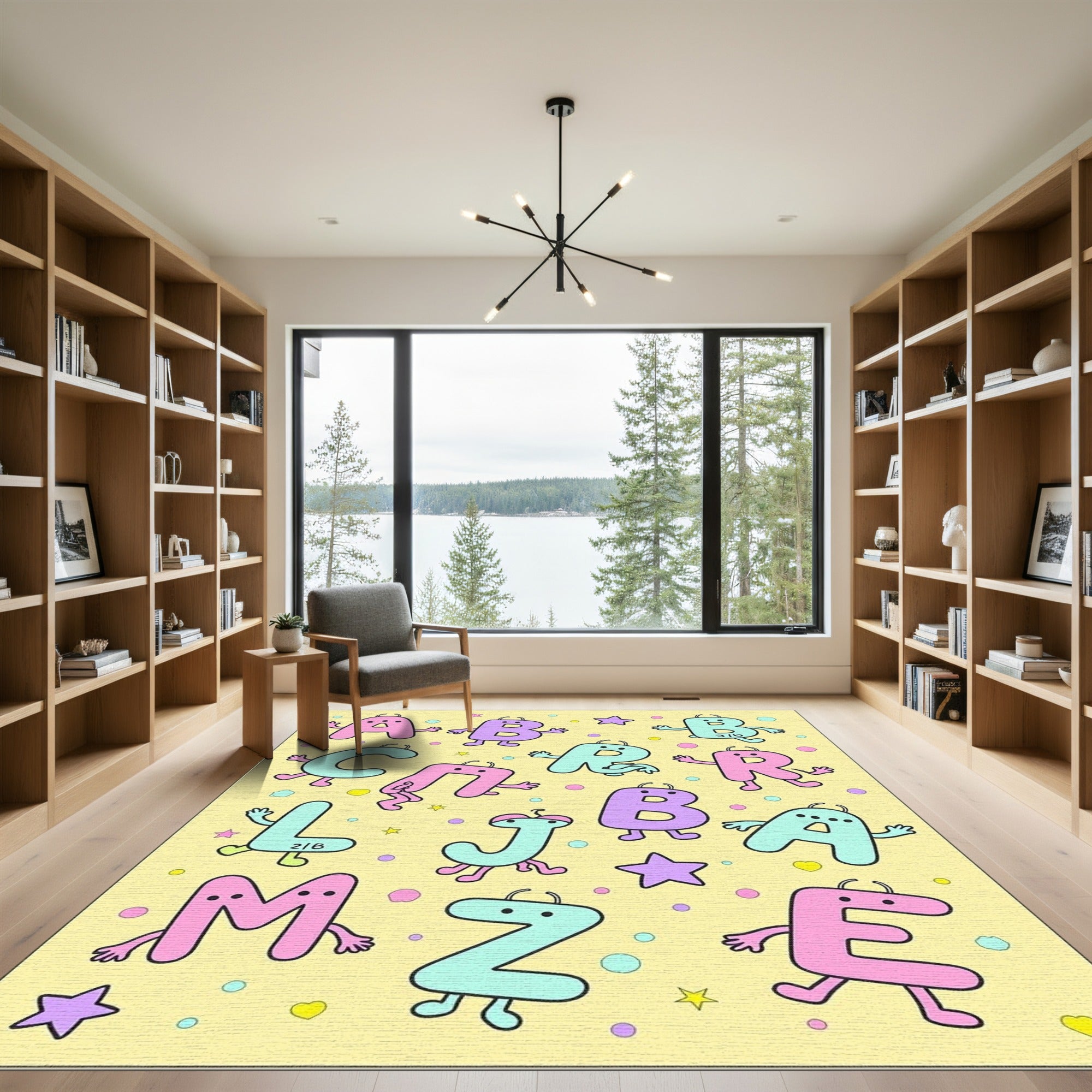 Playful Alphabet Characters Confetti Design Rug