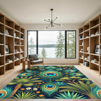 Peacock Feather Botanical Tropical Forest Rug