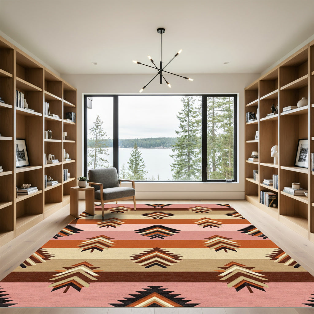 Earthy Geometric Tree Stripes Rug