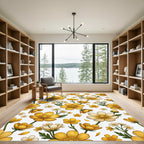 Golden Buttercup Floral Botanical Meadow Rug