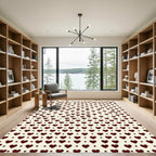 Minimalist Dark Maroon Heart Polka Dot Rug