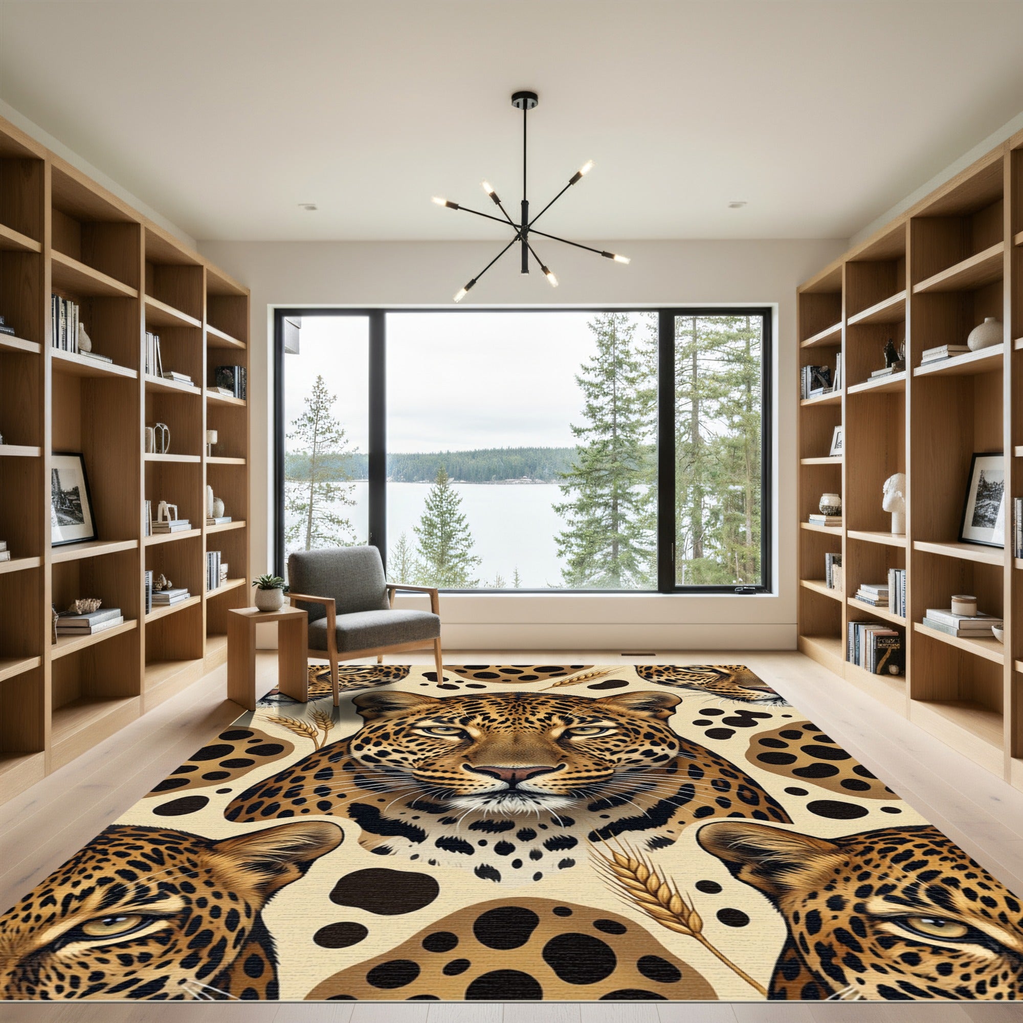 Leopard Spots Wheat Meadow Composition Rug