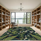 Dark Green Tartan Fern Daisy Meadow Rug