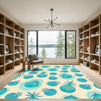 Teal Blue Seashell Scatter Rug