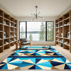 Coastal Blue Umbrella Geometric Tile Rug