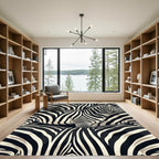 Bold Black White Zebra Stripe Collage Rug