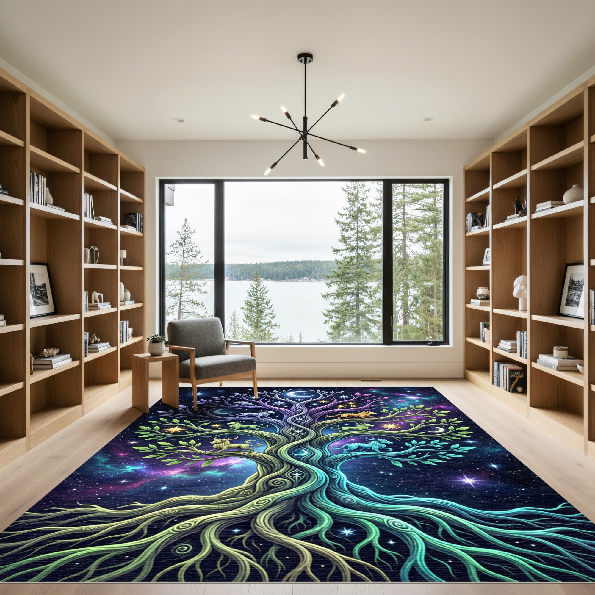 Celestial Tree with Astral Mythical Creatures Rug