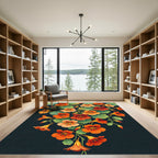 Vibrant Orange Nasturtium Botanical Statement Rug