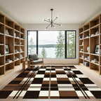 Modern Chocolate and Cream Plaid Rug
