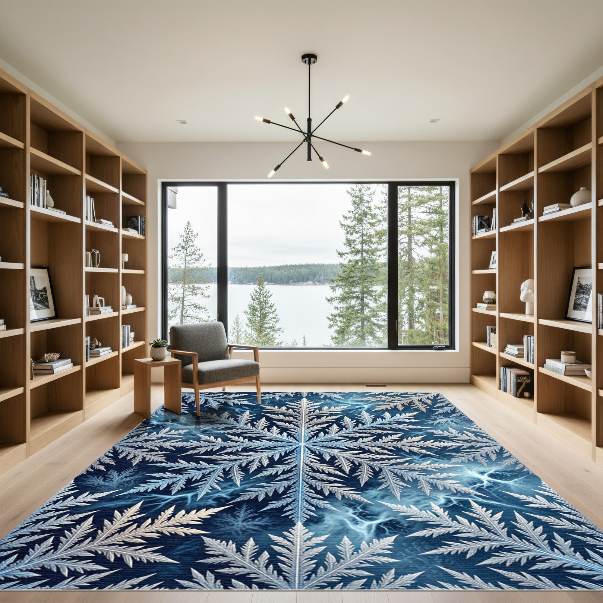 Winter Frost Fern Lightning Rug