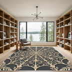 Cream Floral Rose Medallion Lattice Rug