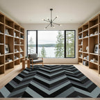 Modern Slate Gray Chevron Geometric Rug